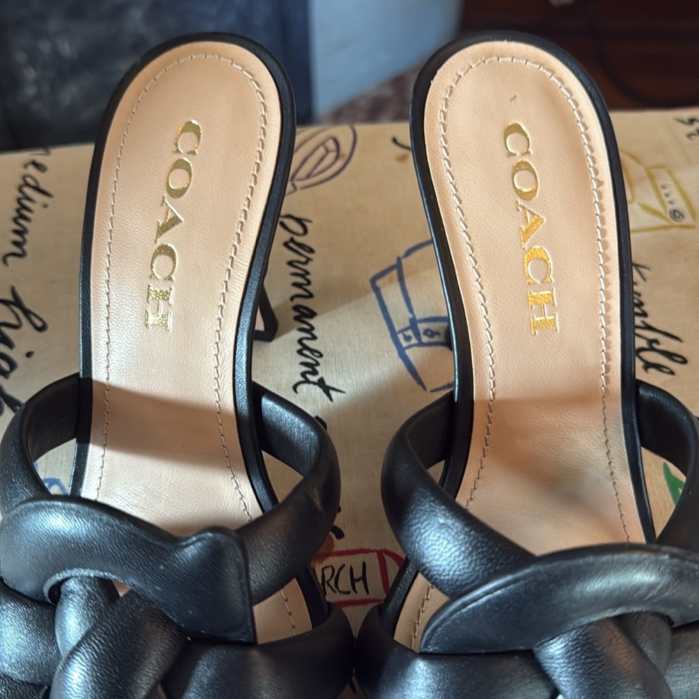 Coach Black Knotted C Heels. 8 M and brand new. - Picture 3 of 8